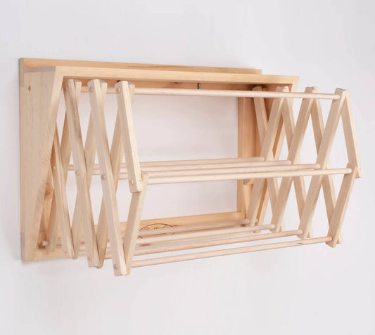 Large, wooden, wall hung drying rack with non-corrosive fastenings. Used for drying laundry and outerwear. $175.00